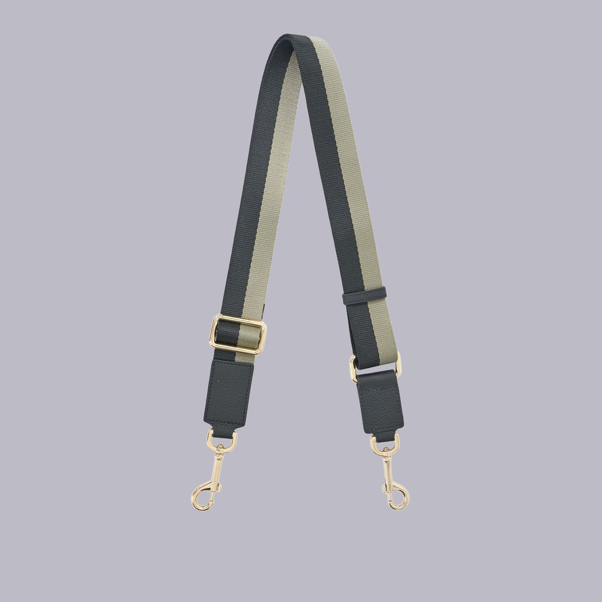 Saben | Feature Strap Webbing | Black + Eucalyptus Stripe