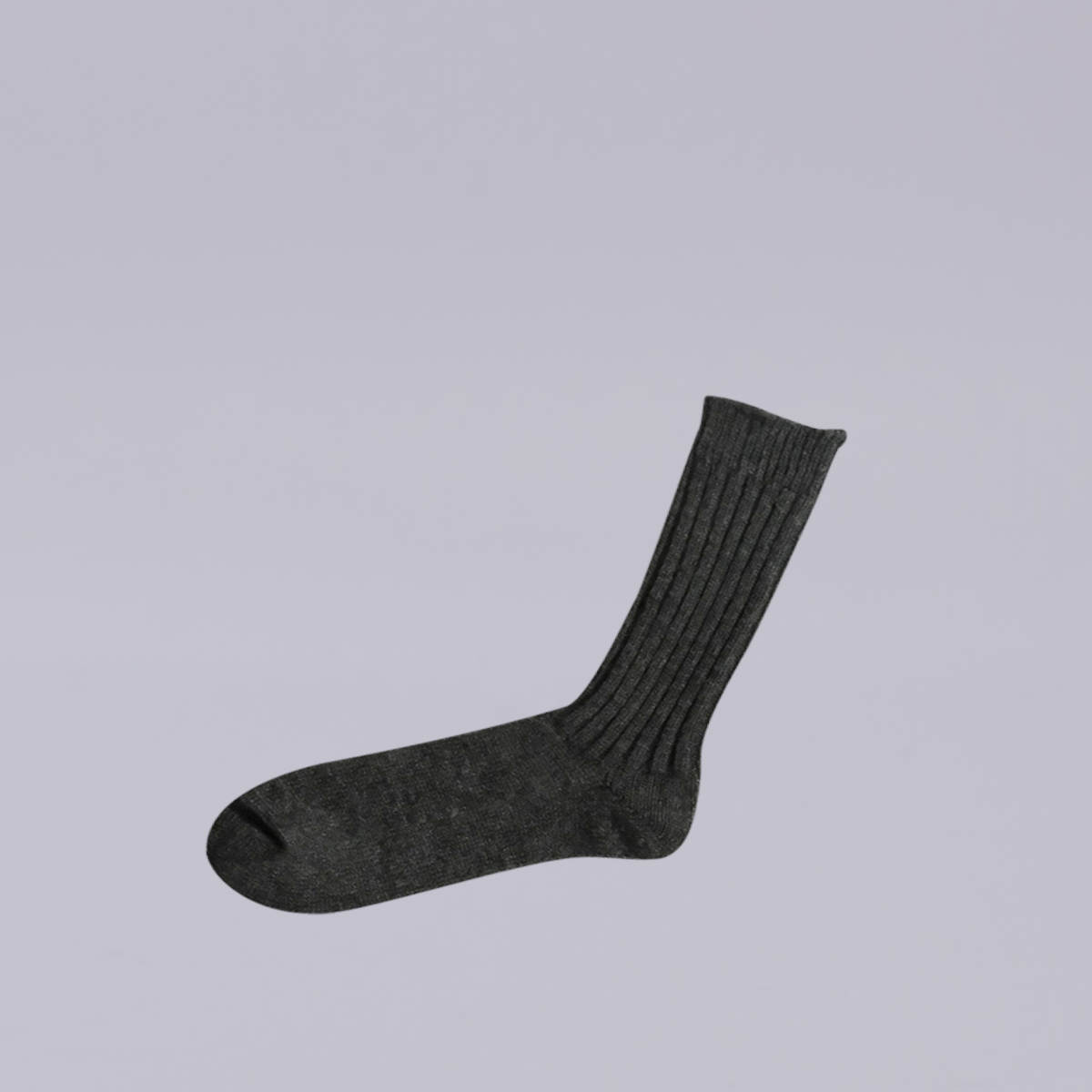 Nishiguchi Kutsushita | Praha Wool Ribbed Socks| Charcoal
