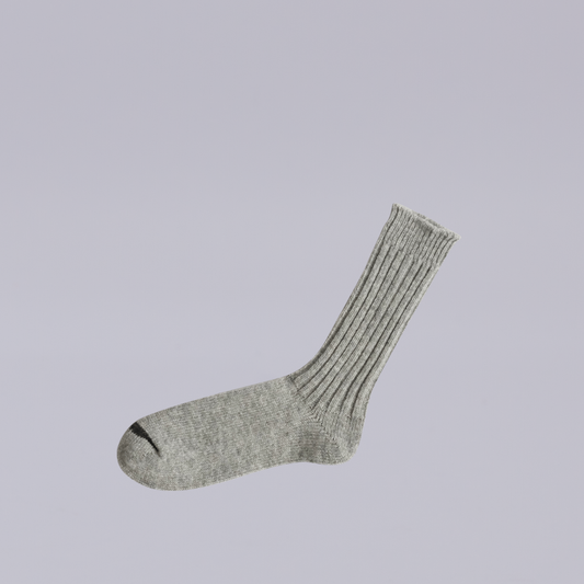 Nishiguchi Kutsushita | Praha Wool Ribbed Socks | Light Grey