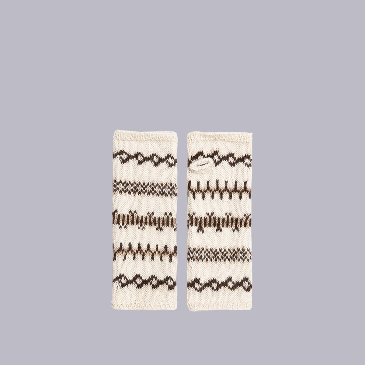 Dinadi | Alpaca Handknit Half Mitts | Ivory White