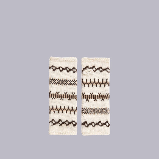 Dinadi | Alpaca Handknit Half Mitts | Ivory White