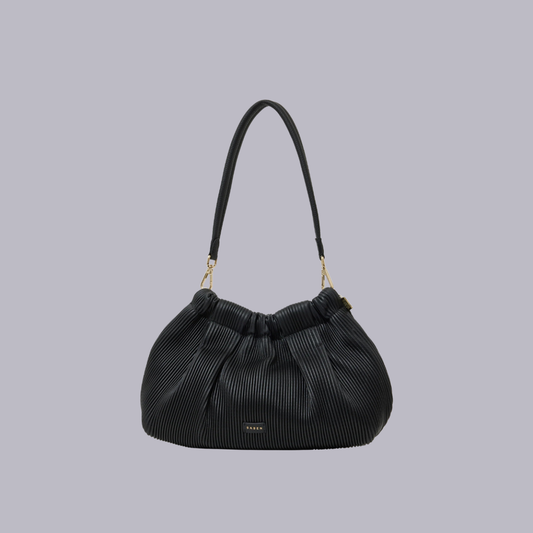 Saben | Alya Shoulder Bag | Black Licorice Pleat