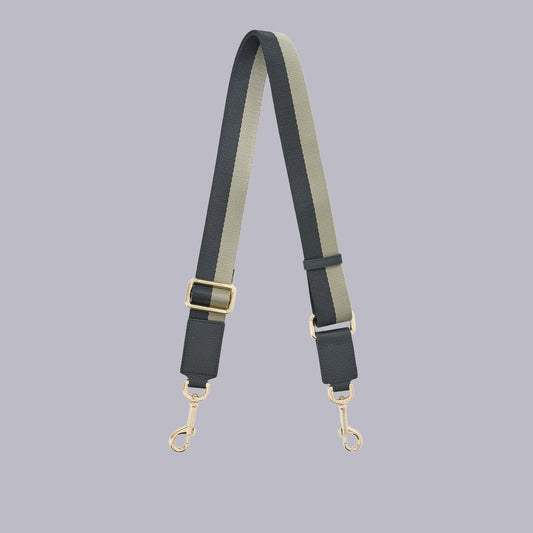 Saben | Feature Strap Webbing | Black + Eucalyptus Stripe