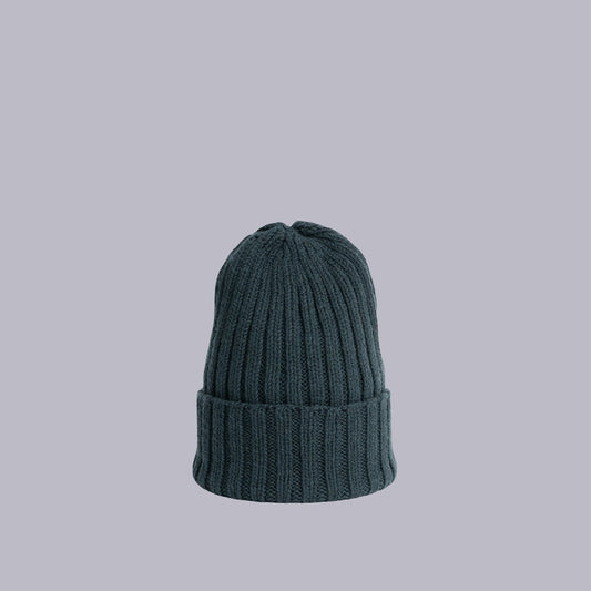 Dinadi | Merino Handknit Thick Rib Hat | Peacock Green