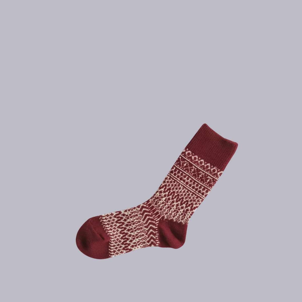 Nishiguchi Kutsushita | Oslo Wool Jacquard Sock | Wine