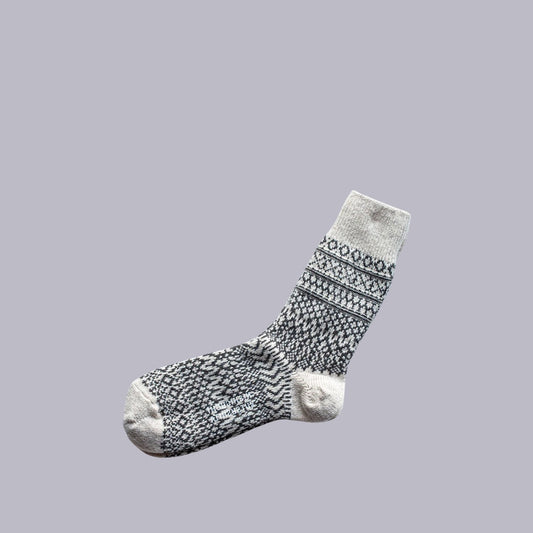 Nishiguchi Kutsushita | Oslo Wool Jacquard Sock | Oatmeal | Large