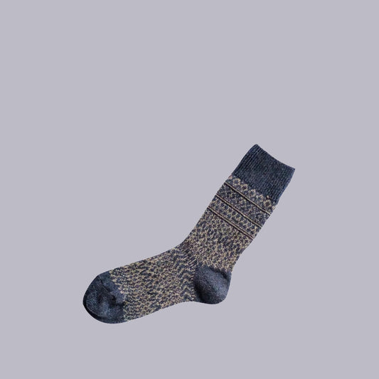 Nishiguchi Kutsushita | Oslo Wool Jacquard Sock | Navy