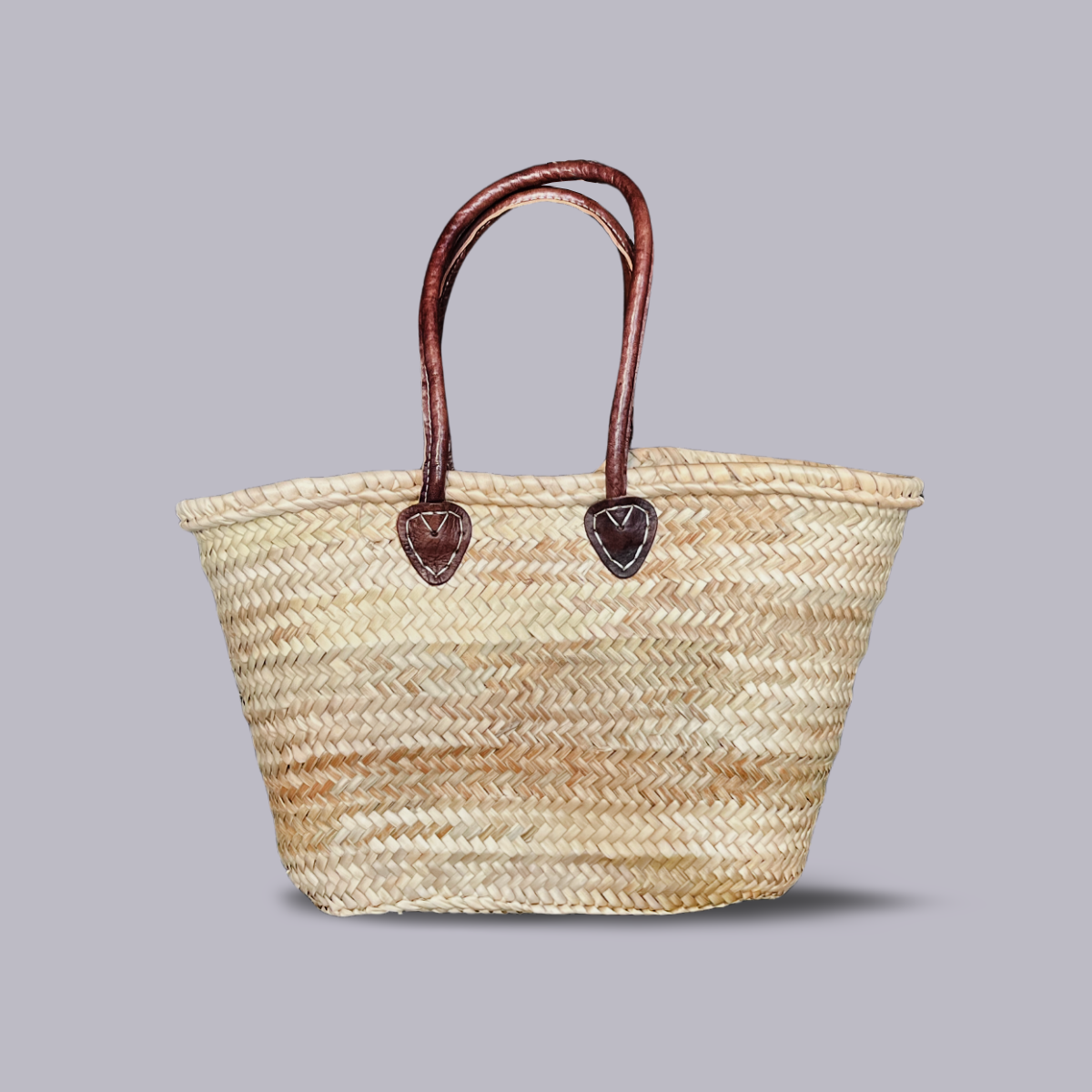 French Market Basket | Round Leather Handle | Natural