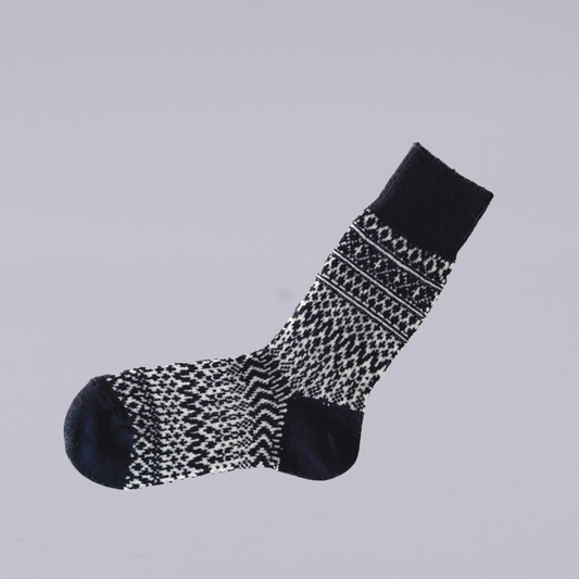 Nishiguchi Kutsushita | Oslo Wool Jacquard Sock | Berlin Blue | Medium