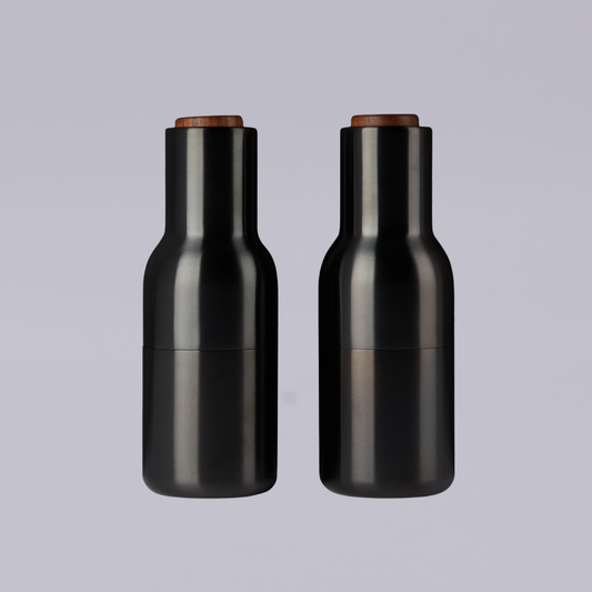 Menu | Bottle Grinder | Bronzed Brass w Walnut Lid | 2 pce